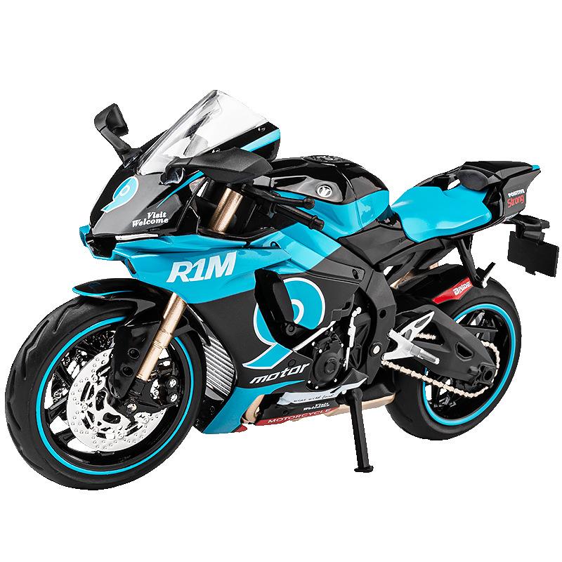 1/12 Yamaha R1M Car Model Simulation Sound and Light Belt Base Motorcycle Toy Ornaments To Give Your Boyfriend Gift