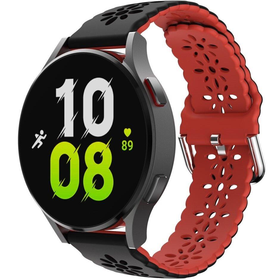 Universal Silicone Strap 20mm, Black / Red