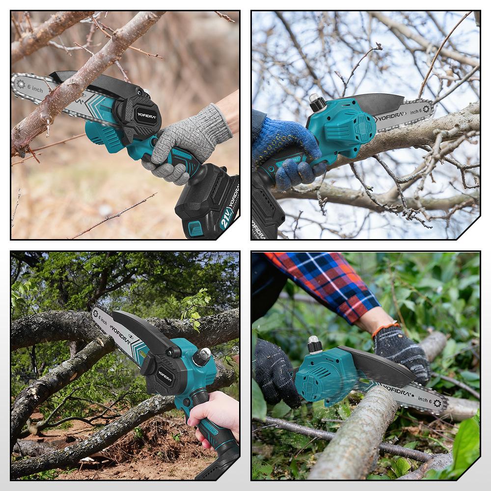 Yofidra 6-tommers Kjedesag Trådløs Elektrisk Sag Trearbeid Hage Klipping Beskjæringssag Elektroverktøy For Makita 21V Batteri Pin