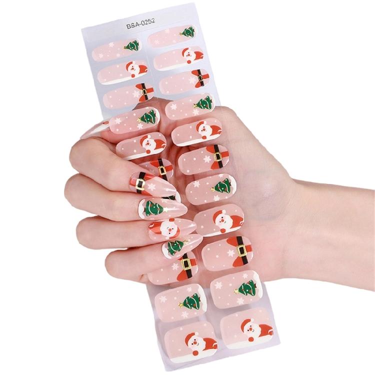 

Holiday Gel Nail Stickers Flexible Fit Christmas Theme Artwork Gentle Nail Decals For Daily Use