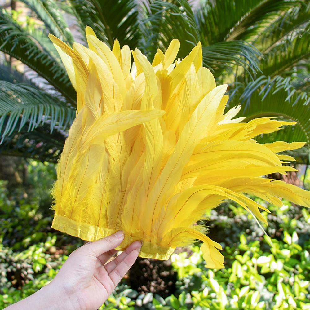 

1 метр 25-30 см Петушиные перья Отделка Бахрома Окрашенные Натуральные Перья Петуха Лента Для Вечеринки Костюма Одежды Головного убора Украшение 25-30 CM жёлтый