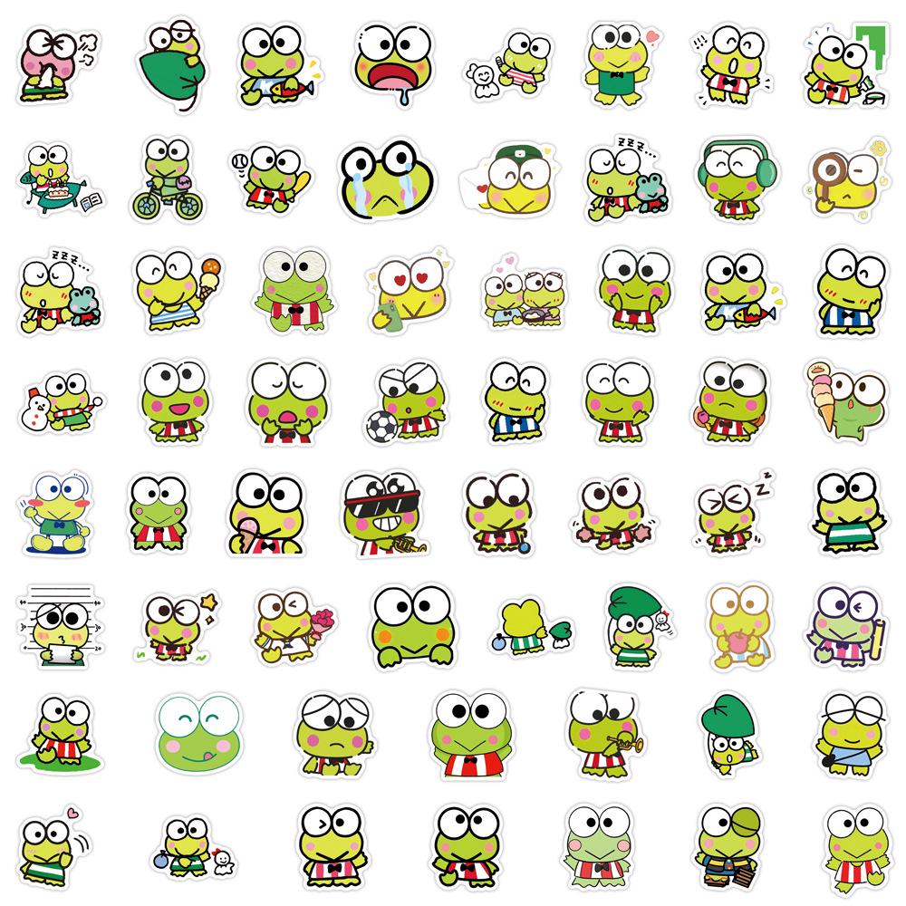 

60 Cartoon Sanrio Keroppi Stickers: Waterproof Decorative Stickers for Journals, Water Bottles, and Computers