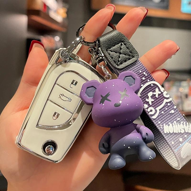 

Fashion Keychain TPU Car Key Case Full Cover Shell For Toyota Aygo Corolla Altis Auris Yaris Camry RAV4 Verso TC IM Accessories
