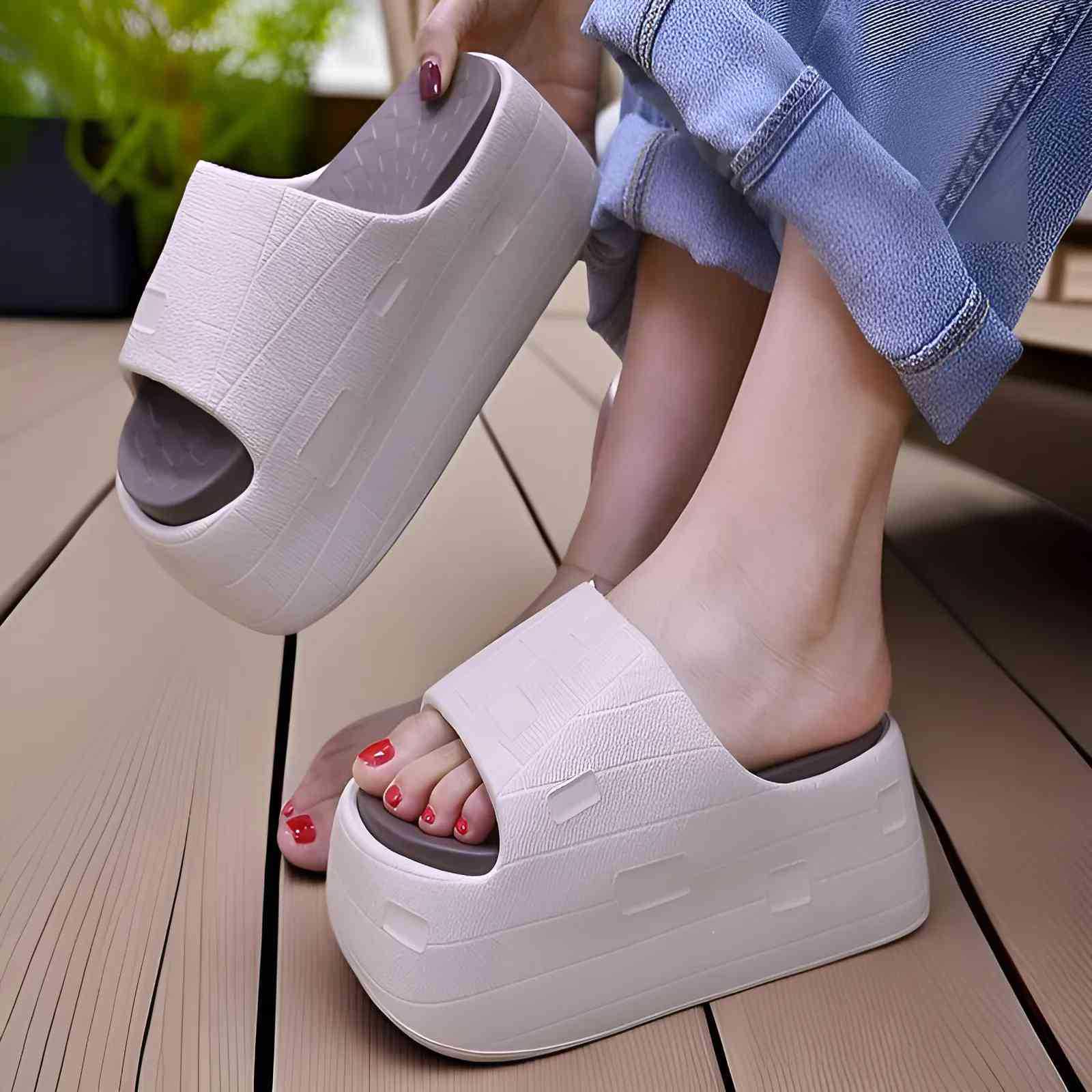 2026 Summer Women s Lightweight Thick-Soled Fashion Slippers for Indoor/Outdoor Wear 37-38 хаки