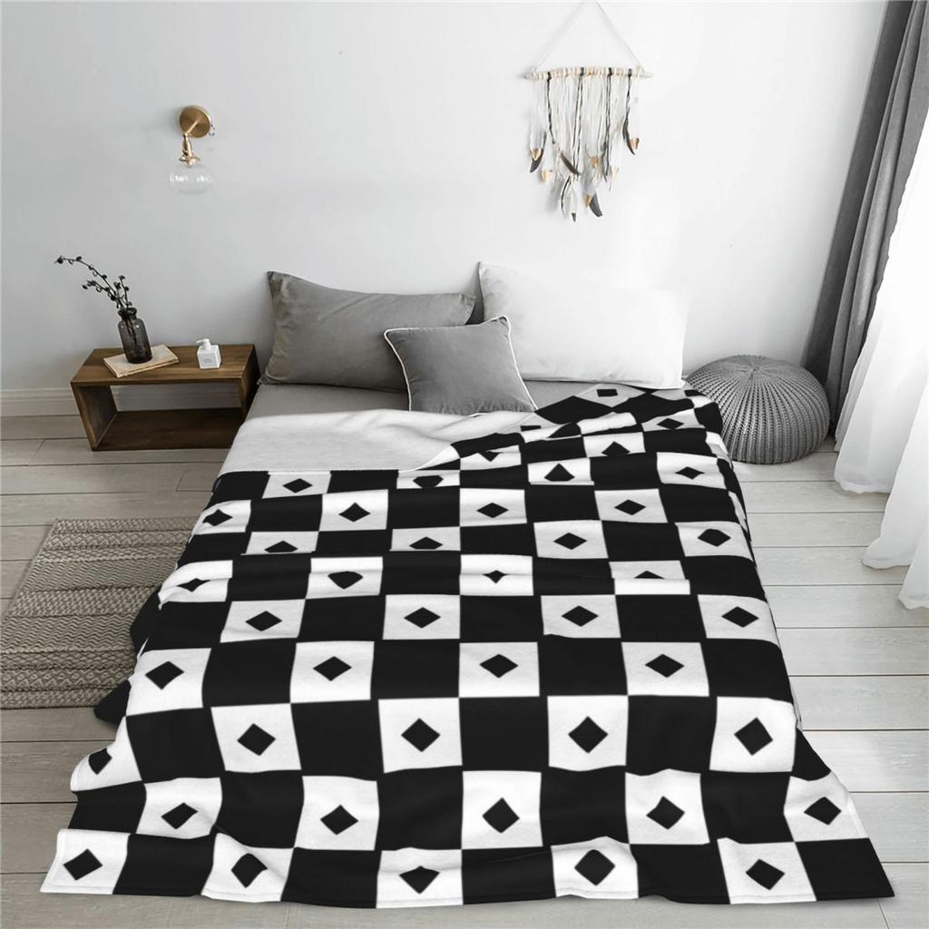 Chess Board Black And White Grid Checkered Blankets Soft Warm Flannel Throw Blanket Bedding for Bed Livingroom Picnic Home Couch