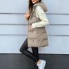 Women's Long Vest Plain Sleeveless Hood Winter Vest Outwear Jacket Lightweight Warm Coat Outerwear