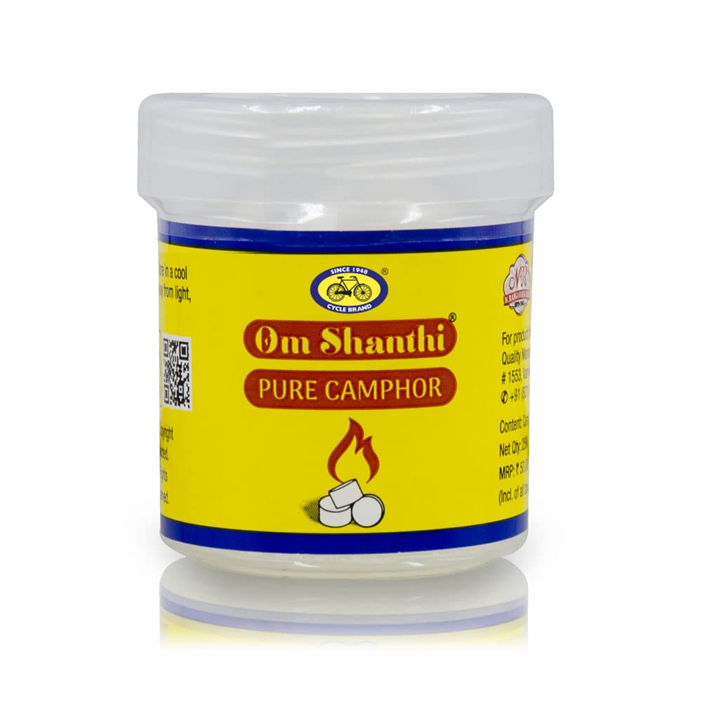 Cycle Pure Om Shanthi Camphor Tablets 110  Pure Karpur for Puja Rituals, Havan & Special Occasions with Zero Carbon (110 N X 1 Kapur Jars)