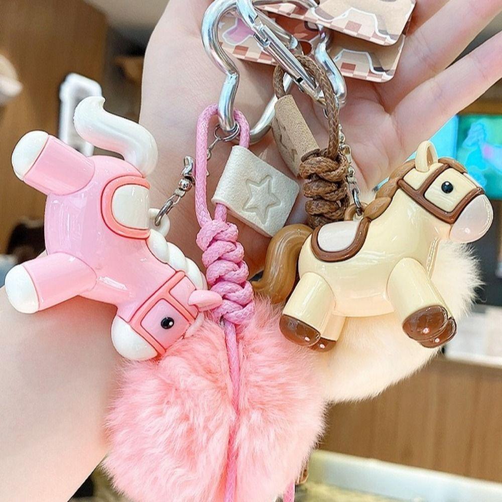 Chinese Style Horse Keychain Zodiac Mascot New Year Keyring Plush Pony Keychain  Bag Decoration
