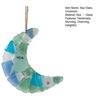 Handmade Moon Shape Sea Glass Ornament Coastal Style Crescent Moon Hanging Decoration for Tree Holiday Home Decor Gift for Beach Lovers
