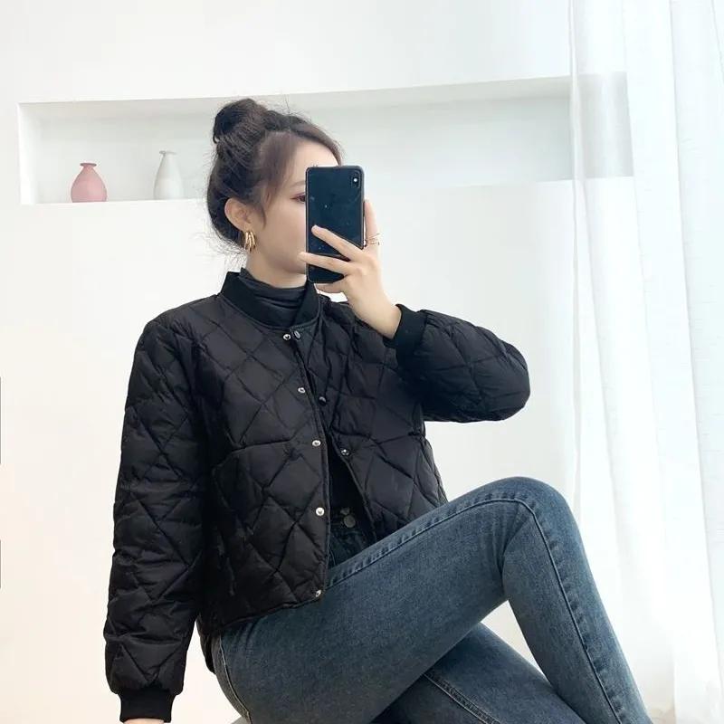 Lightweight Down Cotton Women Wear Short Coat Autumn Winter Cotton-Padded Jacket Female Black
