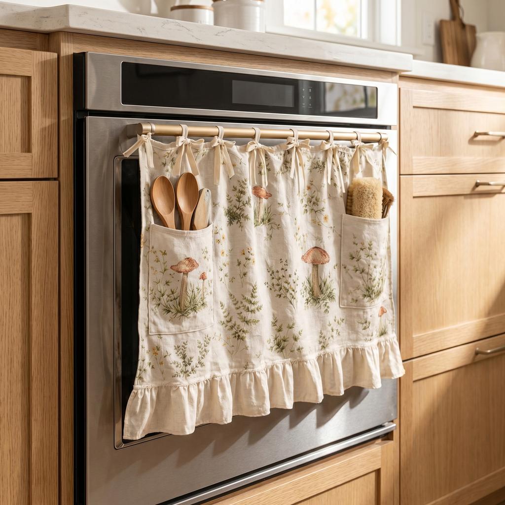Handmade Oven Curtains with Adjustable Lace Kitchen Dishwasher Hidden Curtains for Dishwasher Washing Machine Range Hide Clutter