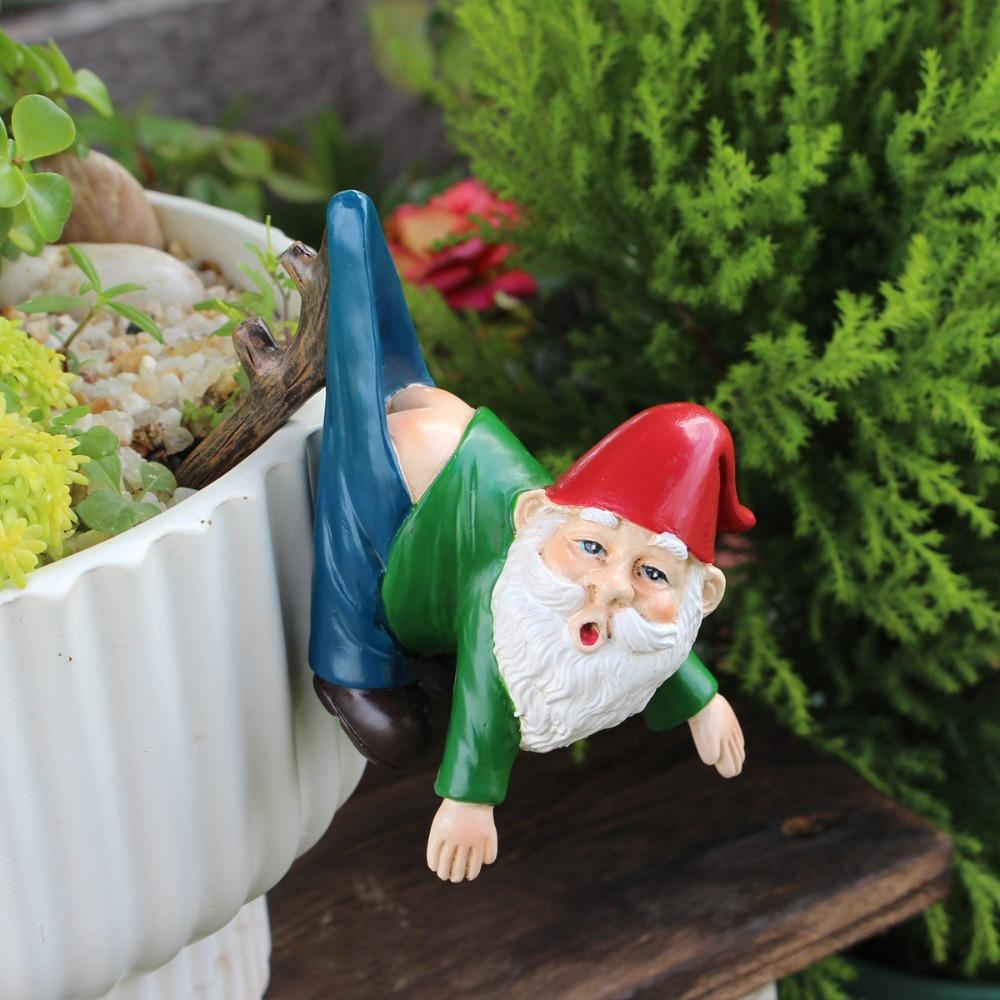 Funny Mini Gnome Hanging Statue Cartoon Dwarf Miniature Sculpture  Flowerpot Decoration