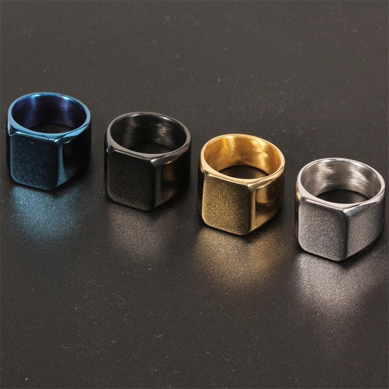 Fashion Smooth Men's Stainless Steel Ring Width Signet Square Finge Ring Hiphop Male Wedding Party Jewelry Gift