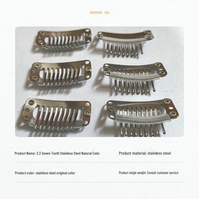 3.2 Nine-Tooth Stainless Steel Anti-Slip Snap Wig Clips for Headwear and Weft Fixing