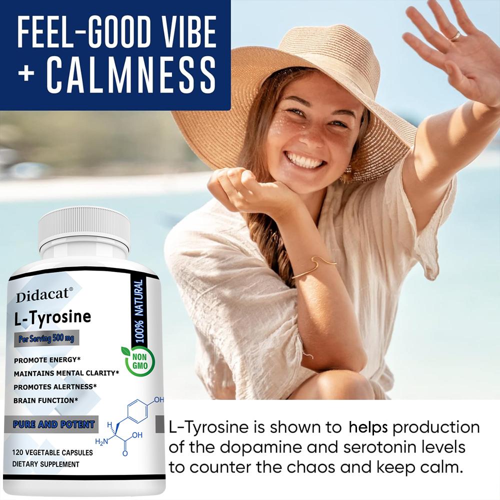 L-Tyrosine enhances brain function and promotes nervous system health 120 capsules