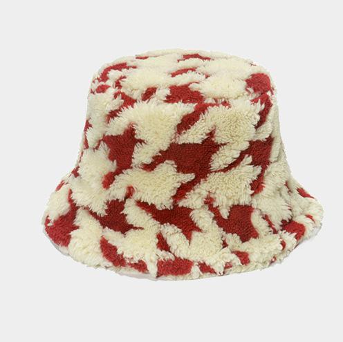 Unisex Bucket Hat Striped Women Men Fishing Fisherman Hat Autumn Winter Faux Fur Wool Outdoor Warm Panama Cap