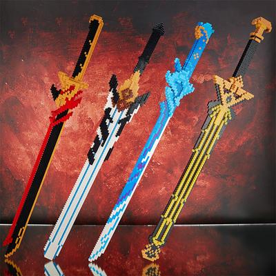 Non-Toxic Samurai Sword Building Blocks Anime Ninja Weapon Model Assembly Bricks Children Toy Idea Desktop Decoration Children Birthday Gifts