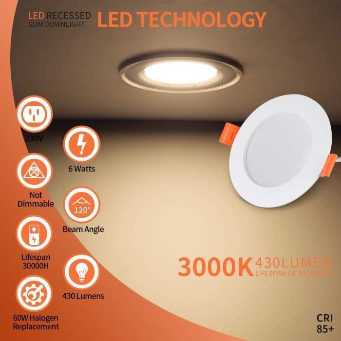 Spot LED Încastrat - VTERLY - 3 Bucăți - 6W - 430LM - Alb Cald 3000K