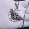 Mond und Fliegender Adler Anhänger Halskette Für Männer Frauen Retro Hiphop Silber Edelstahl Kasten Kette Hippie Schmuck