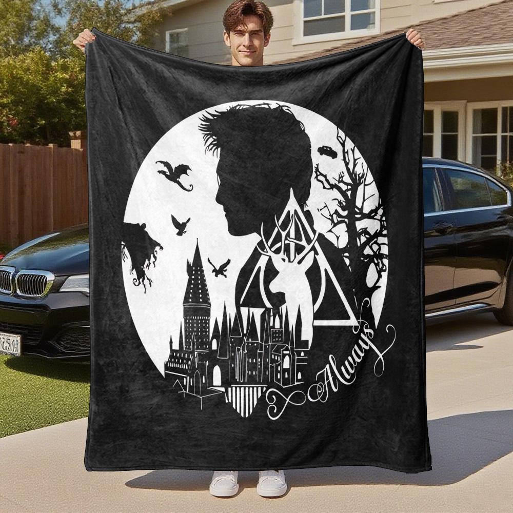 1pc Hogwarts Always Deathly Hallows Outdoor Flannel Throw Blanket All Season Soft Warmth,Home Decor 1031045