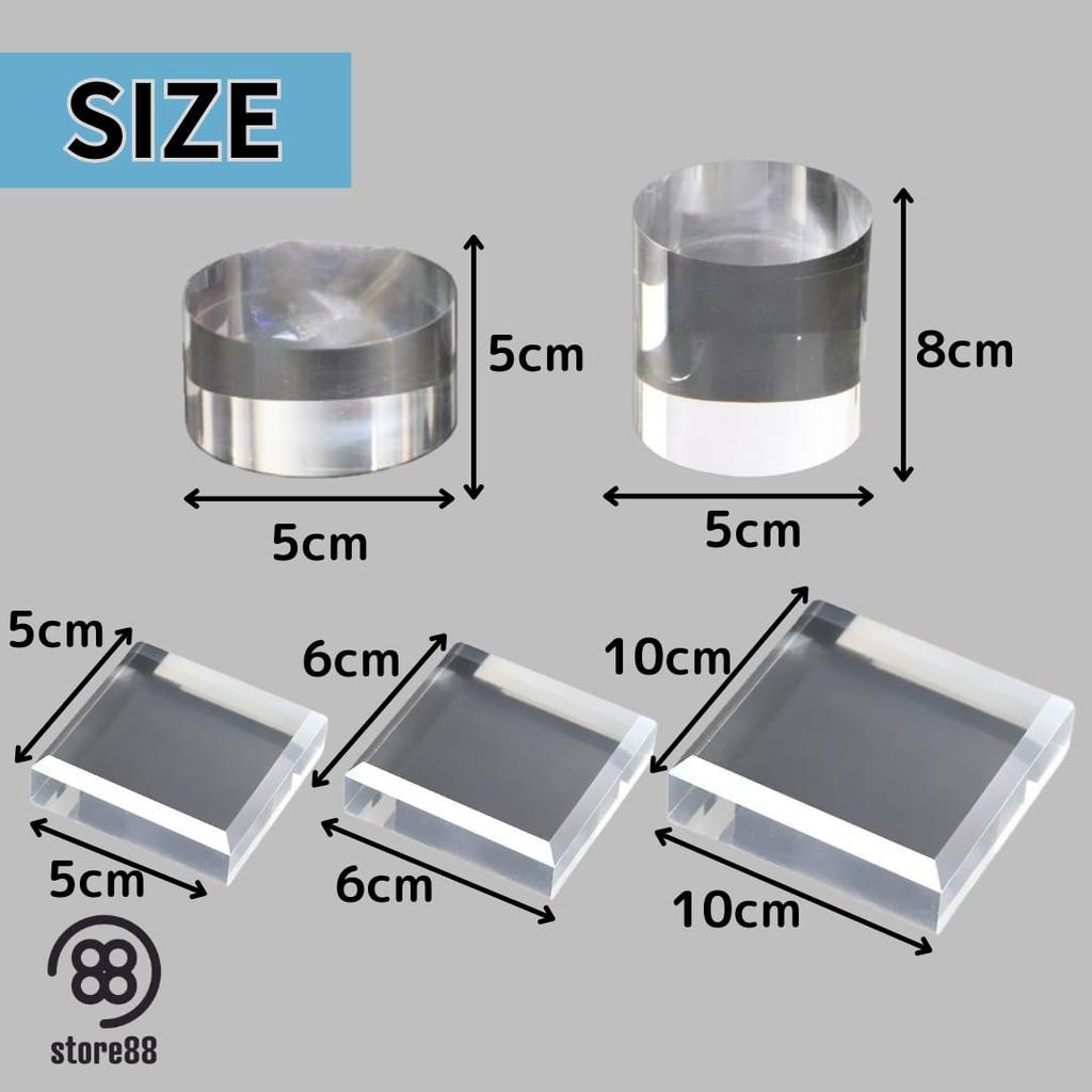 store88 Acrylic Block, Acrylic Stand, Photography Block Base, Acrylic Panel Display, Clear (10cm x 10cm Square)