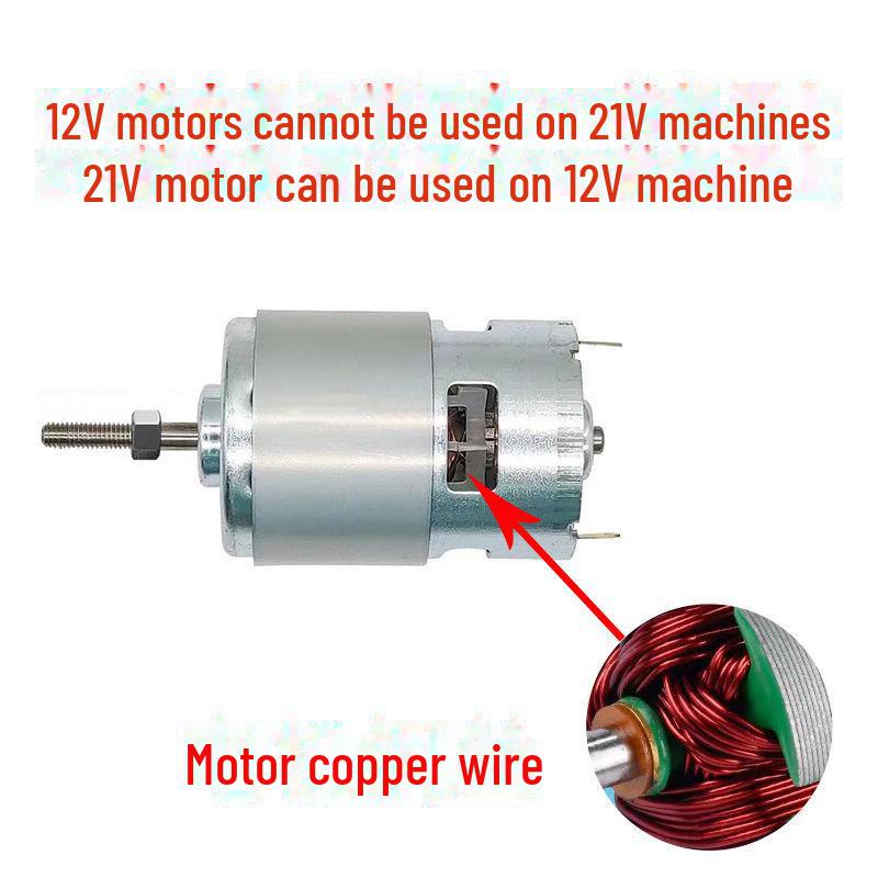 High Horsepower 12V/21V Universal Pure Copper Lawn Mower Motor with 755 Lithium Battery, Burn-Resistant Design.