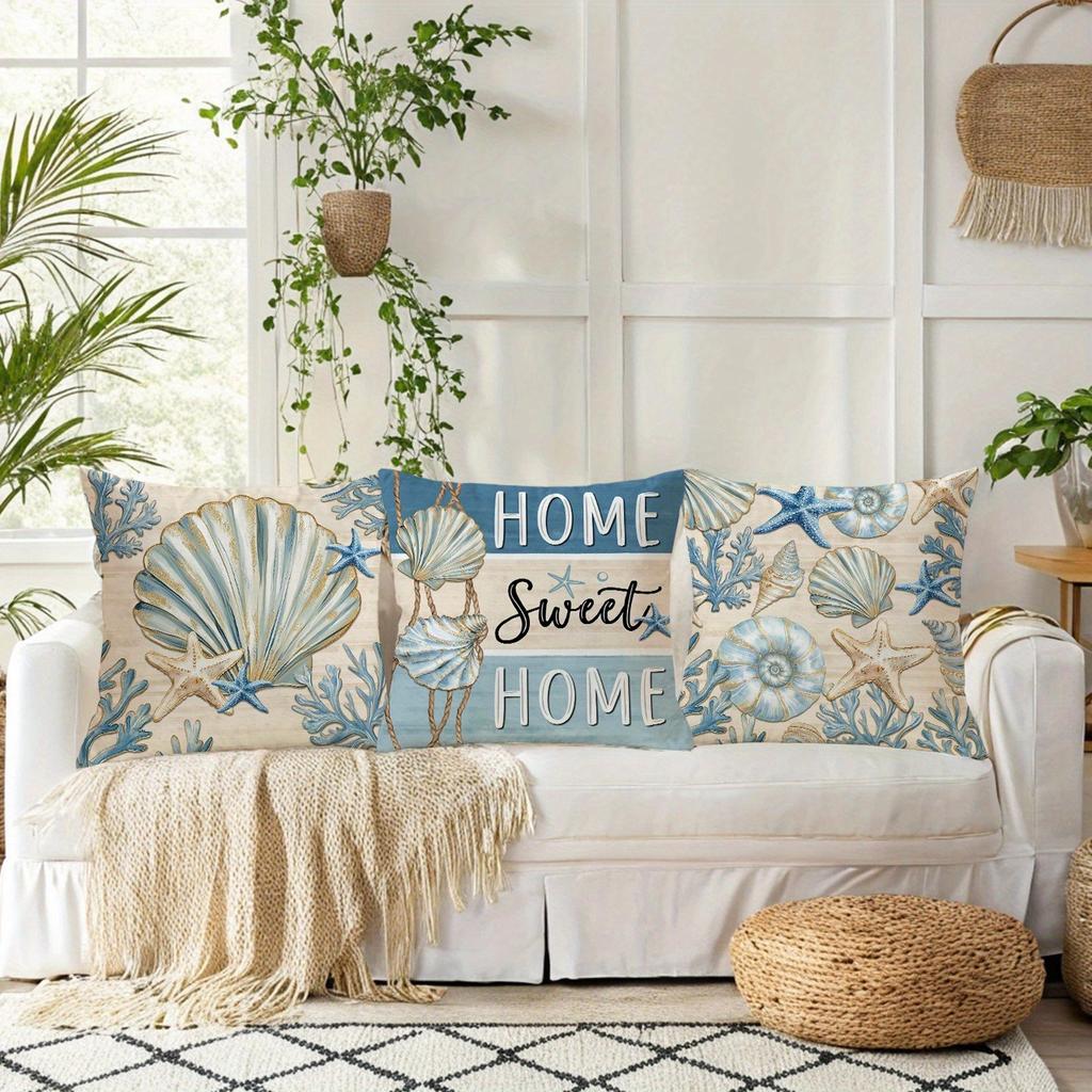 Nautical Shell - inspired Pillow CoversLiving room sofa cushion cover, soft and comfortable, bedroom room decoration