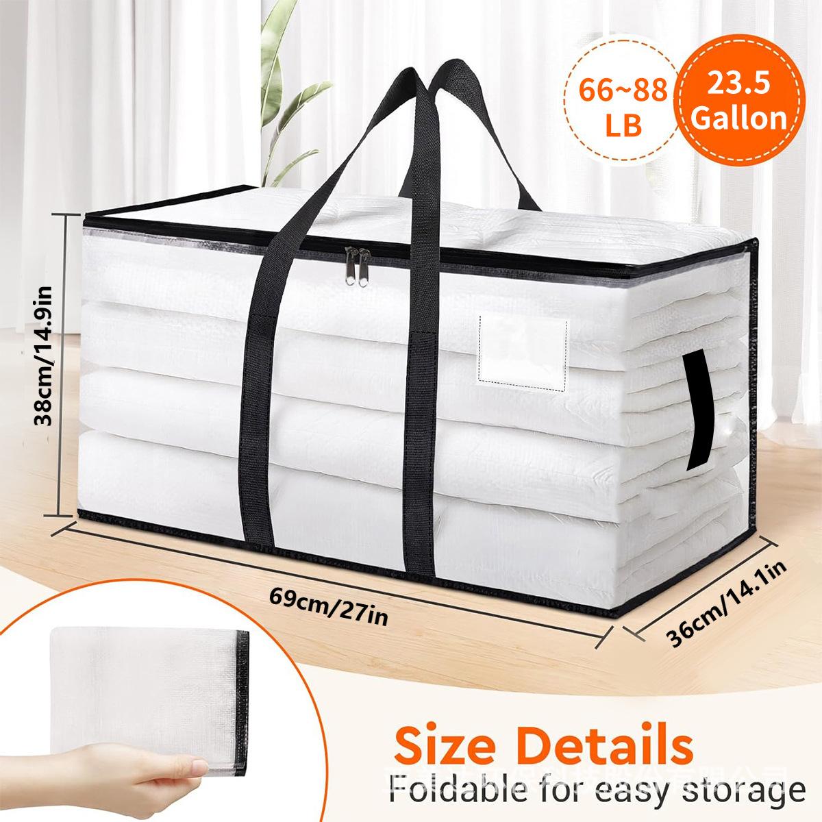 

Heavy Duty Woven Moving Bags with Zippers Large Capacity Storage Totes for Clothes Bedding Foldable Luggage Organizer for Travel Moving College Dorm 69*38*36cm