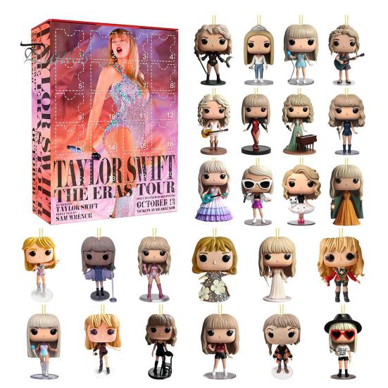 Vánoční adventní kalendář 2024 24 dní Kreslené akrylové figurky Ozdobná sada Vánoční odpočítávací kalendář pro milovníky hudby