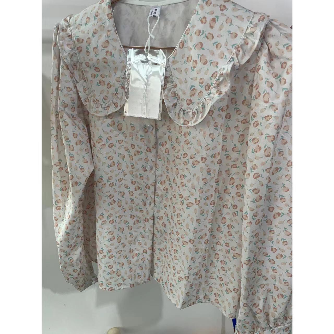 Women s Spring 2026 Floral Doll Collar Shirt & Knit Vest Set XL