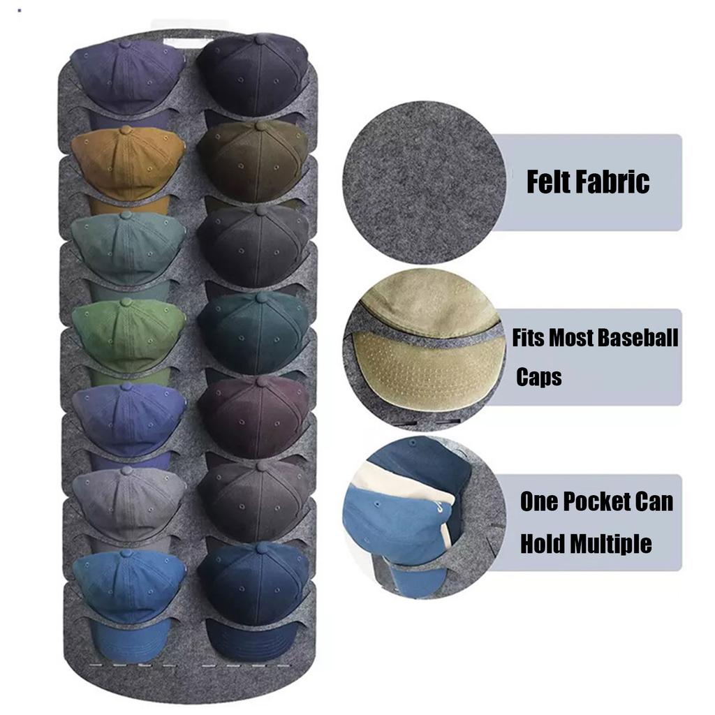 Baseball Cap Display Rack Door Back Wall-Mouted Non-Woven Large Hanging Hat Rack