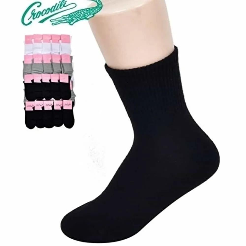 Crocodile Ladies  Plain Mid-Calf Socks Women s Plain Socks Women s Mid-Calf Socks Women s Socks (HSJ-WFJ29TS) 24cm Black (Set of 8)