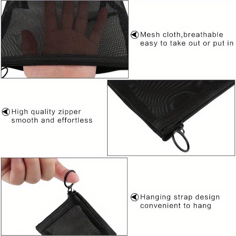 3 Pieces Mesh Cosmetic Bag Mesh Makeup Bags Zipper Pouch for Offices Travel Accessories 3 Sizes(Black)