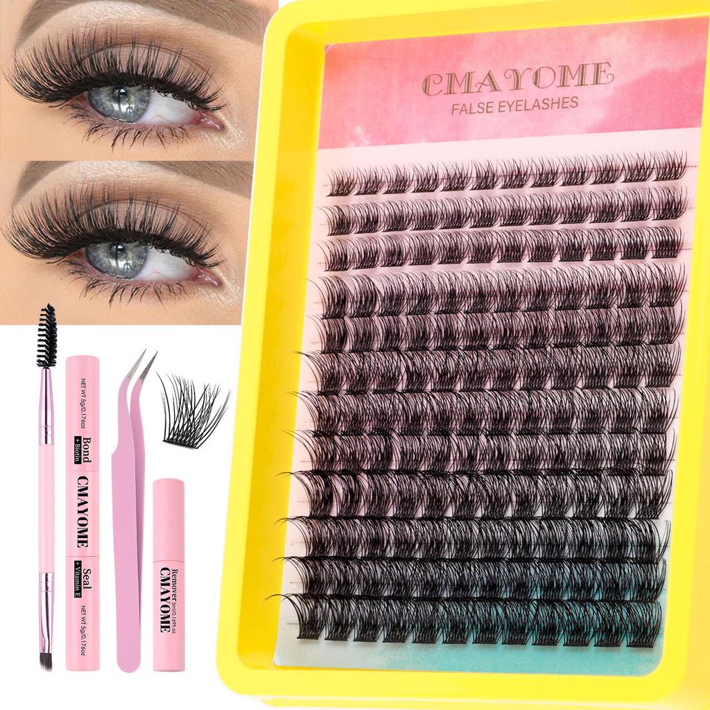 Single Cluster C Curved Multi-Hair False Eyelash Set 10-20Mmdiy Segmented Grafting Thick Eyelashes