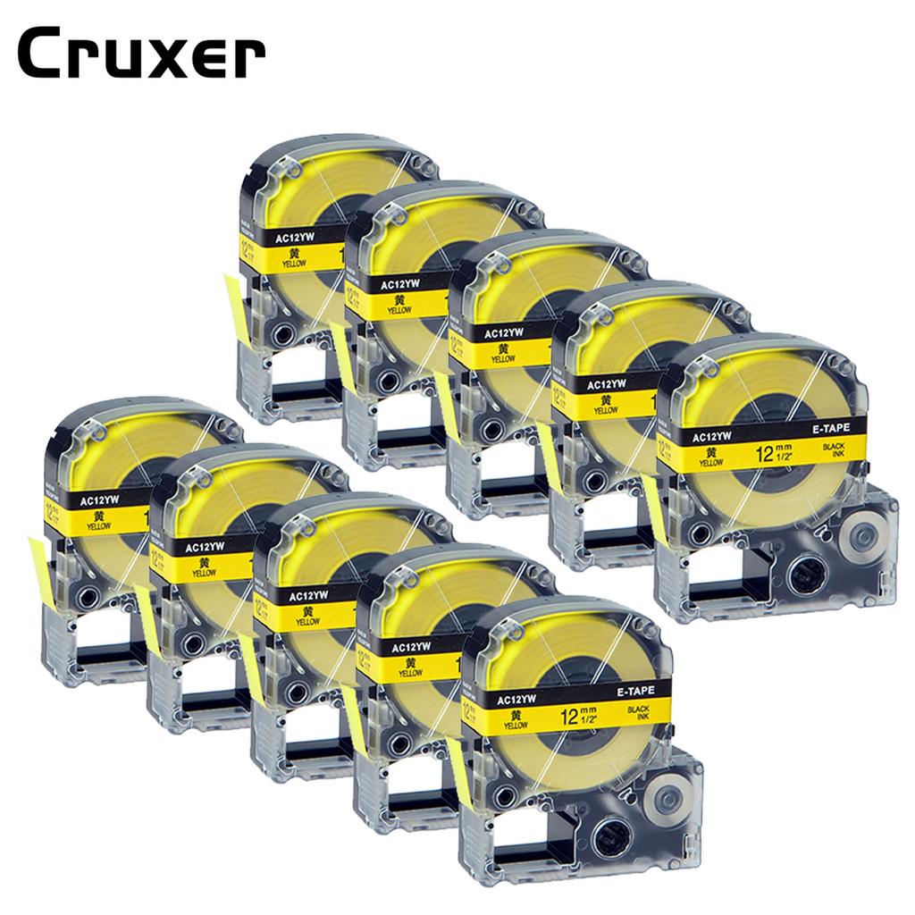 3/5/10PK 12mm Standard Label Tapes Compatible for EPSON LW-400 LK-4WBN SS12KW SS18KW Label Ribbon for KingJim SR230C Label Maker