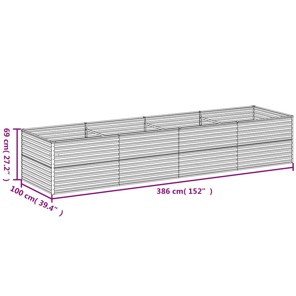 Raised Bed 386x100x69 Cm Corten Steel