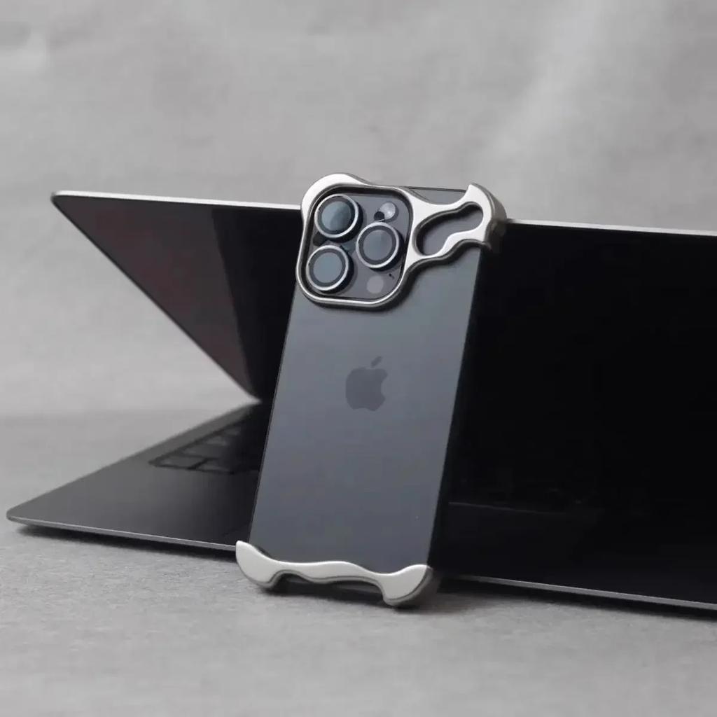 Irregular Metal Bumper Phone Case For IPhone 17 16 15 14 13 12 Pro Max Plus Lens Film Protection Bare Aluminum Shockproof Cover