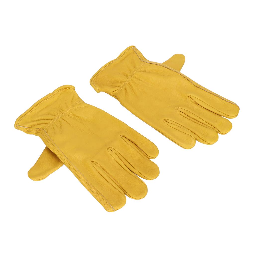 Garden Cowhide Gloves Wear Resistance Full Finger Leather Gloves for Outdoor CyclingM