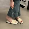 French flat-bottomed woven small cool slippers women's shoes wear 2025 new summer soft-soled beach one-word sandals
