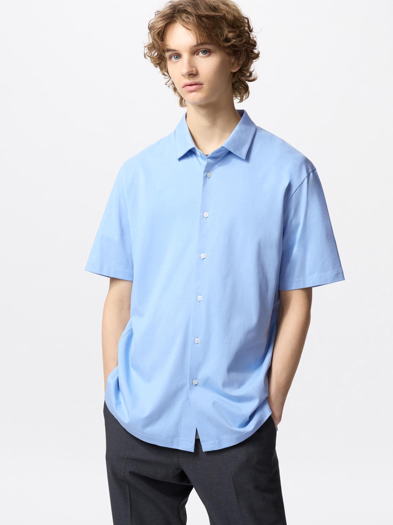

Uniqlo Airism Хлопковая рубашка-поло с открытыми плечами и коротким рукавом 62 BLUE/MEN S