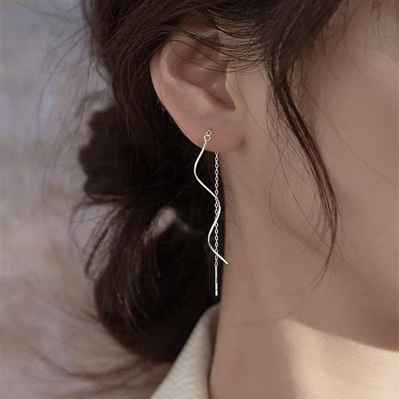 Wave Ear Line Long Tassel Earrings Earrings for Women, Simple and Niche Design, Light Luxury