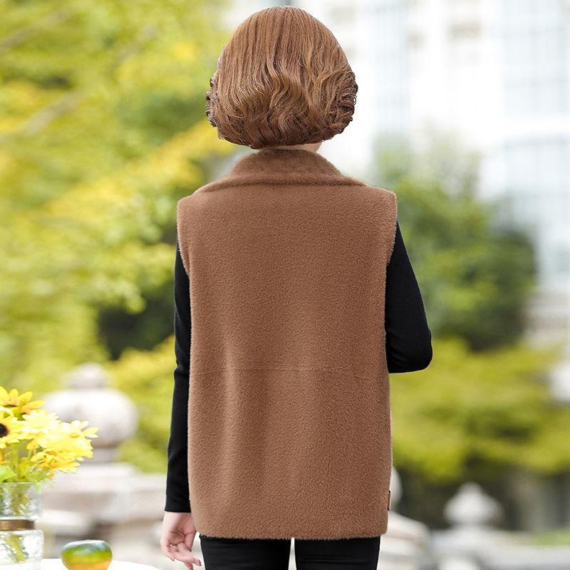 Light Fashion Mother Autumn and Winter Vest Vest Jacket Fattened and Enlarged Middle-aged Women's Sweater Mink Velvet Vest