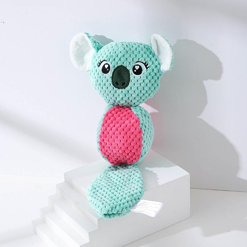 Dog Squeak Toys Cute Stuffed Durable Chew Toy Uneven Surface for Puppy Teething Soft Plush Animals Multiple Styles