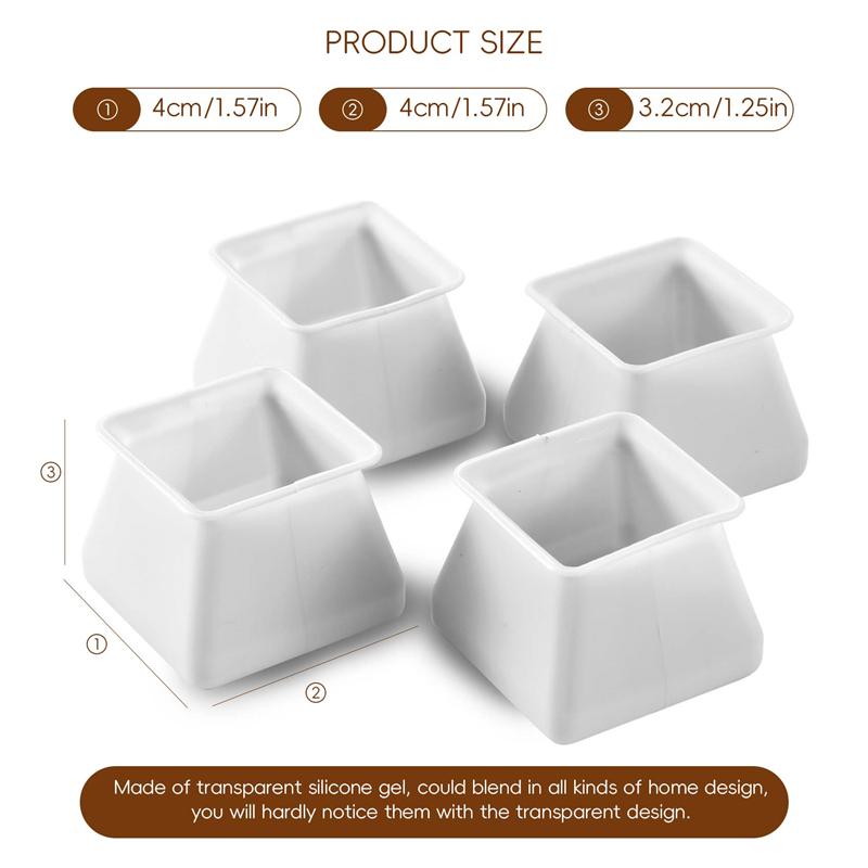 Good-16Pcs Chair Leg Caps Silicone Floor Protector Square Furniture Table Feet Cover Anti-Slip Bottom Chair Pads