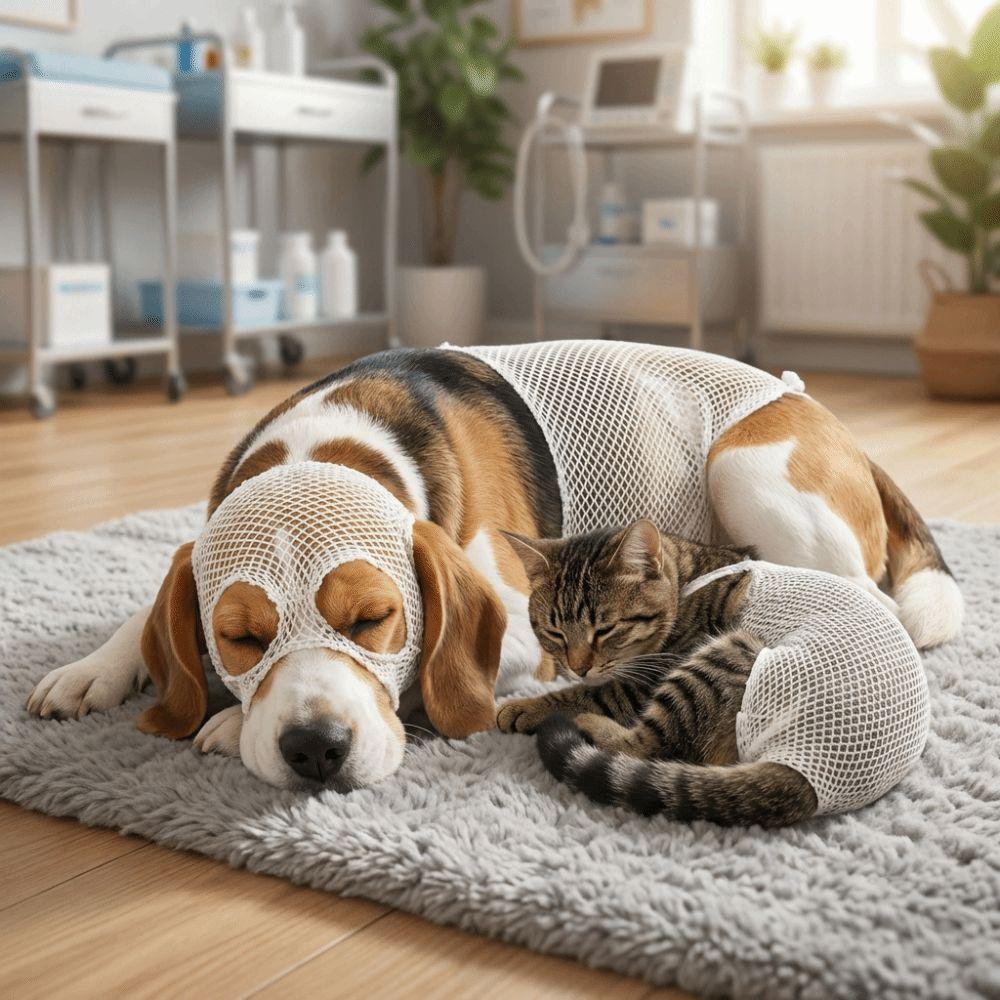 Elastický ochranný potah pro mazlíčky Prodyšná síťovaná návleková bandáž na koleno a tlapku pro mazlíčky Síťovaná bandáž pro kastrované mazlíčky