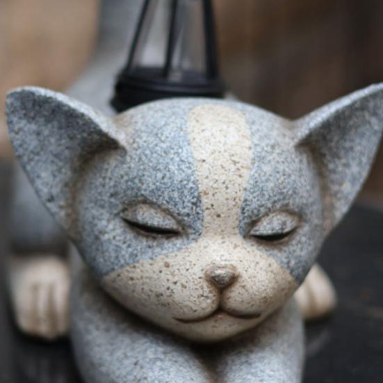 Cat Statue Solar Light Waterproof Garden Kitten Sculpture Lighted Kitten Statue Outdoor Landscape Lighting for Patio Yard Decoration
