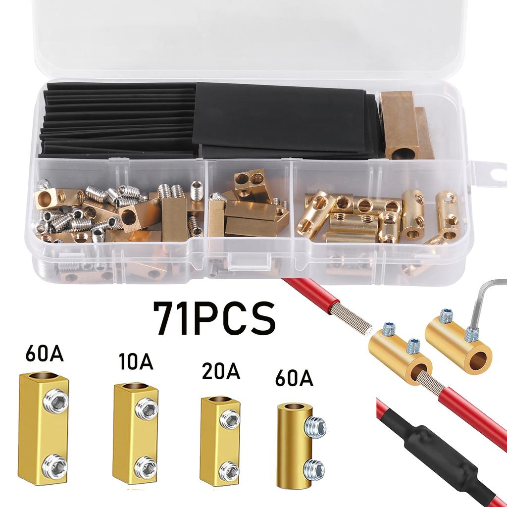 71pcs Wire Connectors Nut Kit Quick Wiring Connection Terminal 60A/20A/10A Circuit Connector Wire Connector for Power Industry