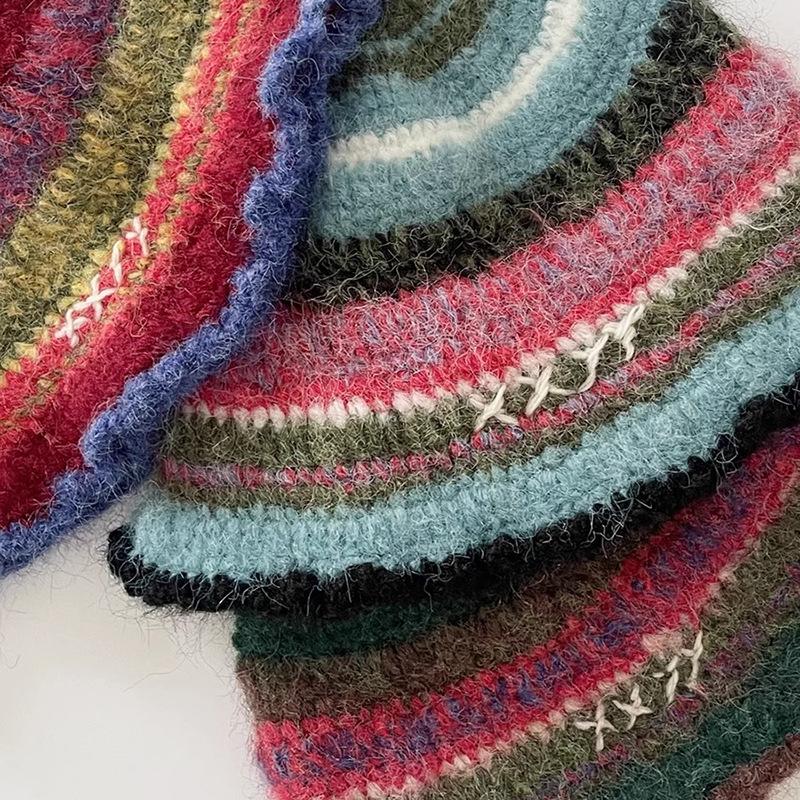 Korean Retro Atmosphere Handmade Knitted Colorful Warm Fisherman Hat For Children's Autumn And Winter Versatile Woolen Hat