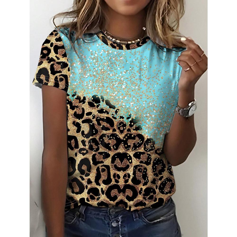 Love Pattern Graffiti Style Fashionable Women's T-shirts Casual Round Neck Short Sleeve Tee Tops Harajuku T-Shirt For Woman