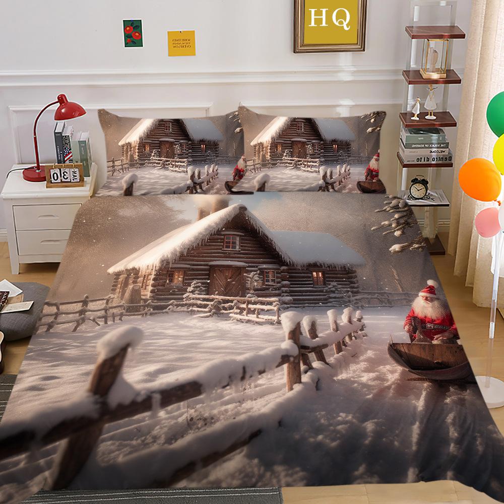 

Рождественская снежная сцена 3D-печать полиэстер наволочка пододеяльник набор из двух или трех предметов EU Single 135*200